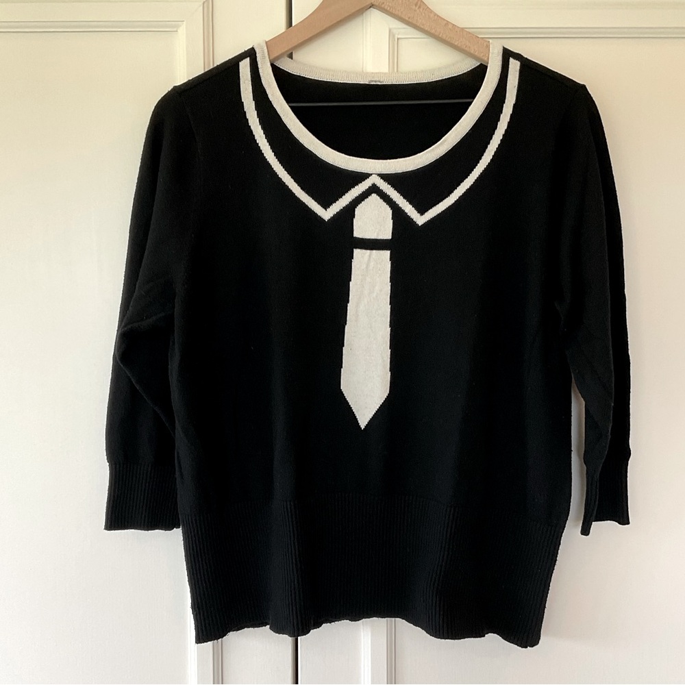 ModCloth faux tie sweater in black
